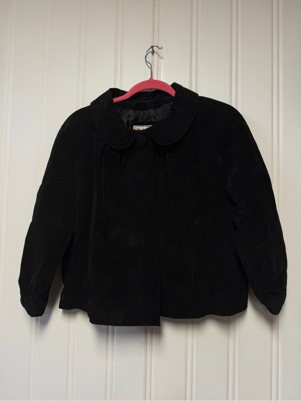 VTG 1990s A.M.I. Black Suede Leather Cropped Jacket Whimsigoth Large